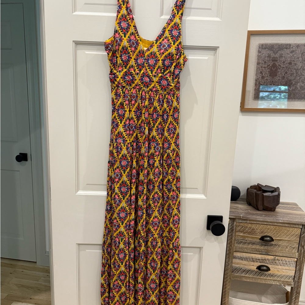 Maeve Anthropologie Yellow Patterned Top